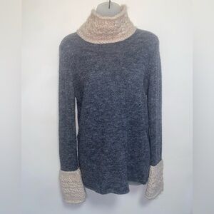 Tory Burch Gray and Cream Cowl Neck Sweater